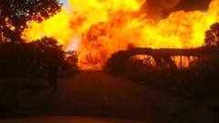 A gas tanker explosion in Boksburg, South Africa