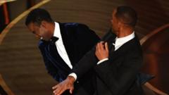 Will Smith (right) slaps Chris Rock at this year's Oscars ceremony