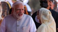 বাংলাদেশের প্রধানমন্ত্রী শেখ হাসিনা ও ভারতের প্রধানমন্ত্রী নরেন্দ্র মোদি
