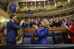 Pedro Sánchez en la sesión donde logró su nuevo mandato.
