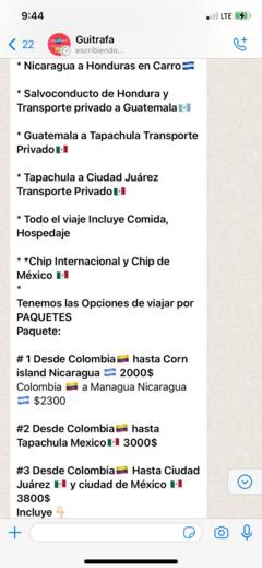 Los migrantes solicitan información sobre los paquetes turísticos a través de Whatsapp.