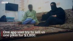 16-year-old Fatou (not her real name) from Guinea is filmed with her seller in Kuwait City