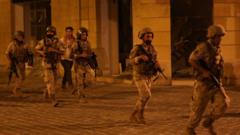 Fuerzas de seguridad de Líbanos desplegadas en la noche del jueves.