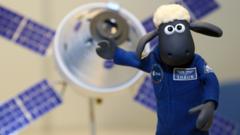 Shaun the sheep dressed as an astronaut
