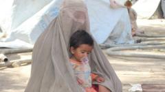 A child is pictured in Haji camp for internally displaced people, Kandahar, southern Afghanistan.