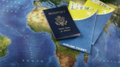 หนังสือเดินทางสหรัฐฯ บนแผนที่โลก