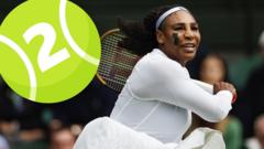 still shows serena williams moving her racket into a backhand motion with an illustration of a tennis ball with the number 2 inside it over the still