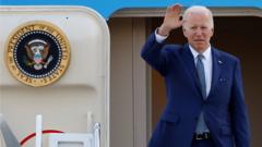 President Joe Biden waves from Air Force One (file photo)