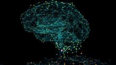 A stock images of a stylised network in the shape of a brain