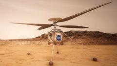 Artists impression of Mars-copter on the planet surface