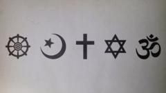 Religious symbols (Buddhism, Islam, Christianity, Judaism, and Hinduism)