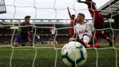 Toby Alderweireld of Tottenham Hotspur scores an own goal.