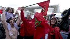 Slavlje navijača u Rabatu, glavnom gradu Maroka