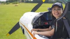 Zara Rutherford in the cockpit of her plane