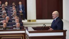 Belarusian President Alexander Lukashenko speaking to parliamentarians