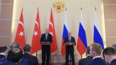 Erdoğan ve Putin'in 22 Ekim'de Rusya'da gerçekleştirdikleri görüşmeden bir kare