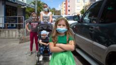 Spanish family in masks, Tenerife (26 April)