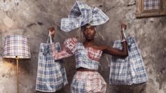 Model in Ghana Must Go fabrics