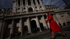 Woman walking past Bank of England