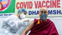 Tibetan spiritual leader the Dalai Lama receives a Covid-19 vaccine in Dharmsala, India, 6 March 2021