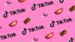 Graphic of TikTok logo with teeth, bottles and scissors