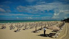 Empty beach in Matanzas Province, Cuba, on 23 October 2020