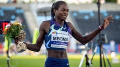 Christine Mboma of Namibia on the track