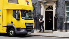 Removal van outside Downing Street