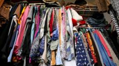 Women's wardrobe filled with clothes