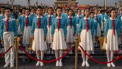 Китайские школьники на параде