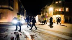 Armed police on the streets of Kongsberg after an attacker opened fire on people with a bow and arrow