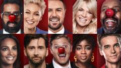 Celebrities wearing red noses for Comic Relief