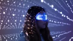 Mulher com visor de realidade virtual