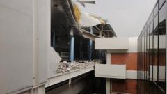 อาคารผู้โดยสารพังเสียหายที่สนามบินดอนเมือง