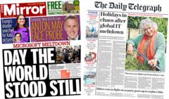 The Papers: ‘Day the world stood still’ and ‘holidays in chaos’