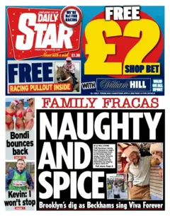 The main headline on the Daily Star is