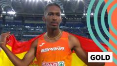 Spain's Diaz Fortun wins gold with third longest triple jump in history
