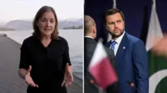 Jessica Parker in a split screen with JD Vance.