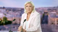 Marine Le Pen in a TV studio