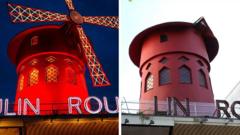 Знаменитая ветряная мельница на кабаре «Мулен Руж» в Париже потеряла лопасти
