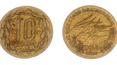 Pieces of 10 francs coins
