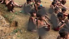Mal-nourished Yanomami children