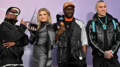  apl.de.ap, will.i.am, Fergie and Taboo of Black Eyed Peas, winners of the Best Throwback Song award for 'Rock That Body,' pose in the press room during the 52nd American Music Awards at MGM Grand Garden Arena on May 25, 2026 in Las Vegas, Nevada
