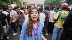 Azadeh Moshiri at protest site in Delhi
