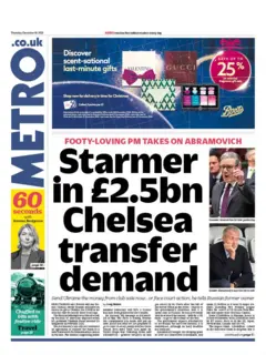 The headline on the front page of Metro read: