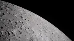 A close up of craters on the Moon's surfrace