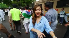 BBC's Azadeh Moshiri at protest site