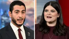 A composite image of U.S. Senate candidate Abdul El-Sayed and U.S. Rep. Haley Stevens