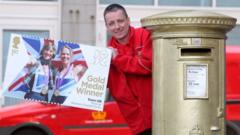 Gold postbox in Aberdeen for Kath Grainger