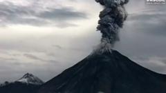 The volcano erupting